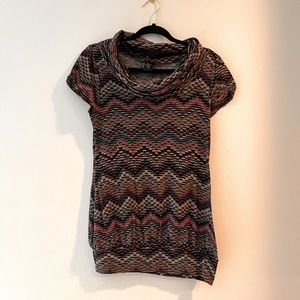 Womens medium Maurice’s cowl neck multi colored tunic blouse
